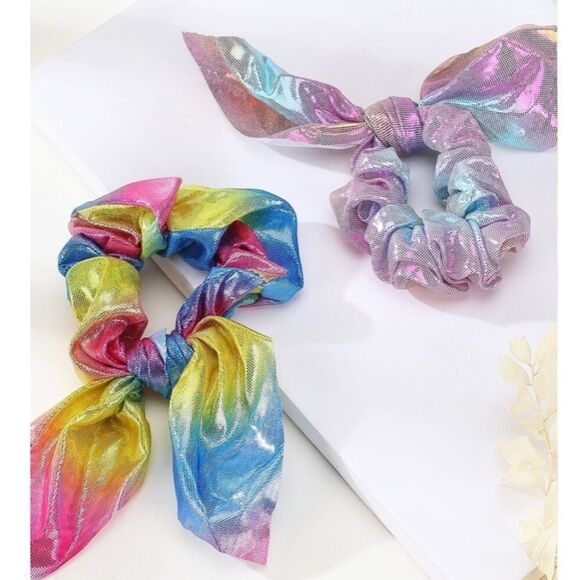 Colorful Holographic Bow Scrunchies - Picture 2 of 3